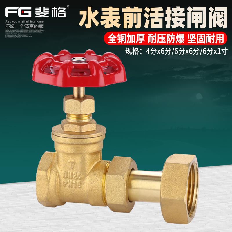 斐格水表前活接闸阀全铜加厚
