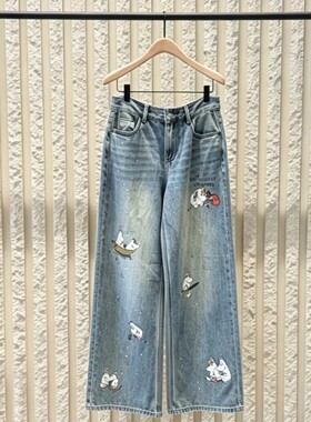 【张曼玉同款】2026夏新品印花涂鸦烫钻牛仔裤MBF2JEN011