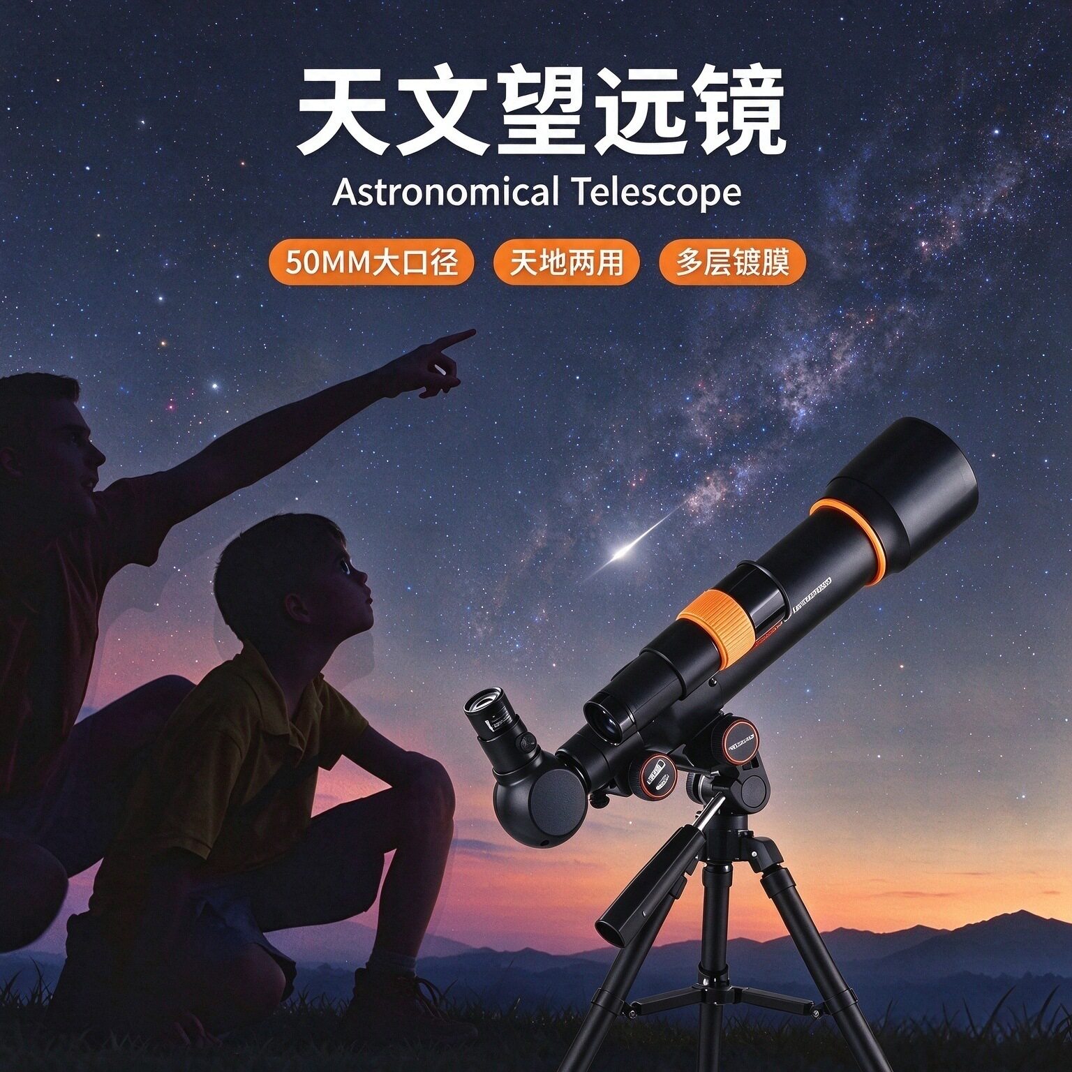 STEM科教玩具天文望远镜高清天文微光夜视单筒望远镜户外瞄准镜