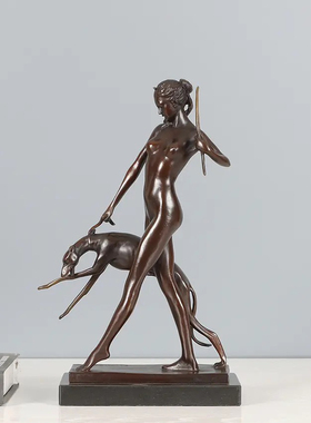 铜雕塑狩猎女神铜像摆件