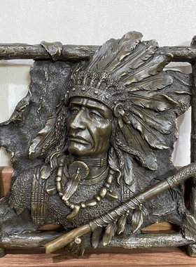 印第安人铜雕艺术雕塑人物铜浮雕