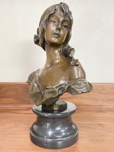 饰品摆件商务礼品 铜雕塑西洋美女头像铜工艺品铜像欧式 古典家居装
