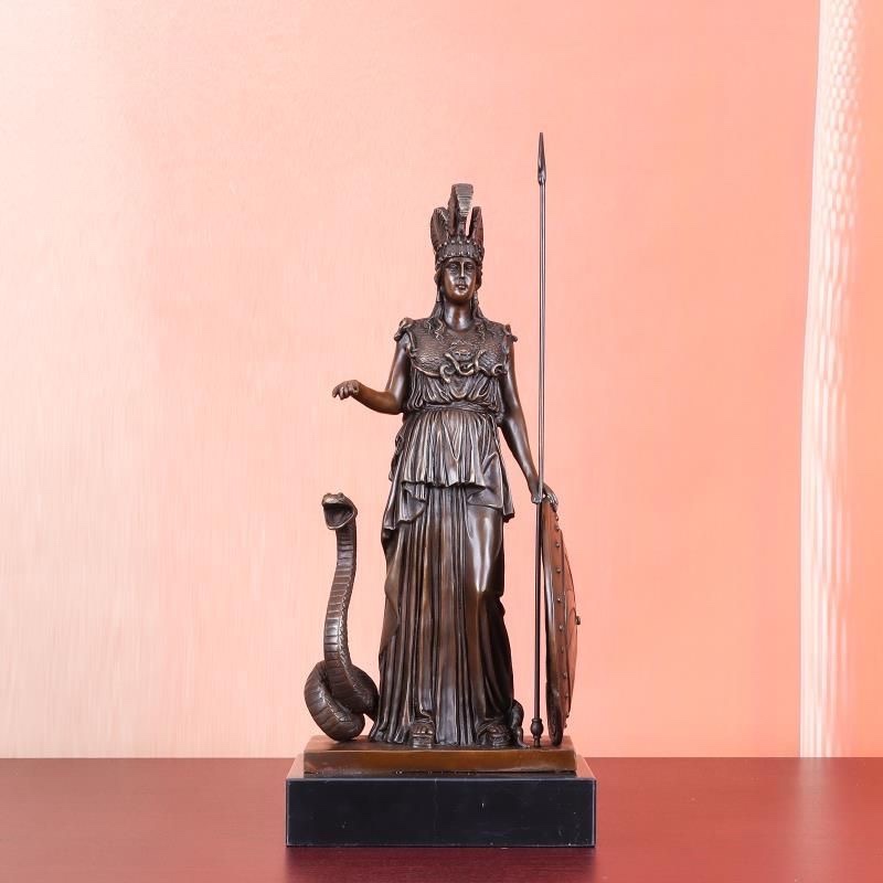 铜雕塑古希腊神话人物雅典娜铜像摆件家居装饰品创意礼品客厅书房