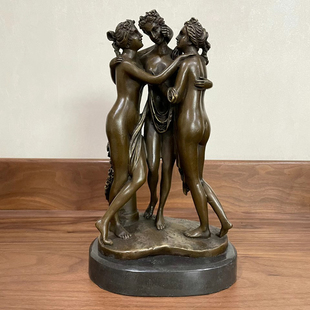 铜雕塑像美惠三女神卢浮宫三美女摆件欧式人物纯手工书房桌面摆设