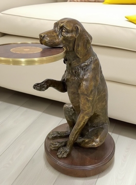 铜雕塑看门狗托盘可作为边桌