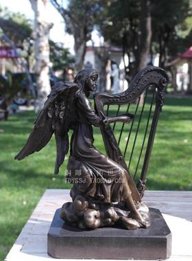 天使书房雕塑林先铜竖琴铜像音乐