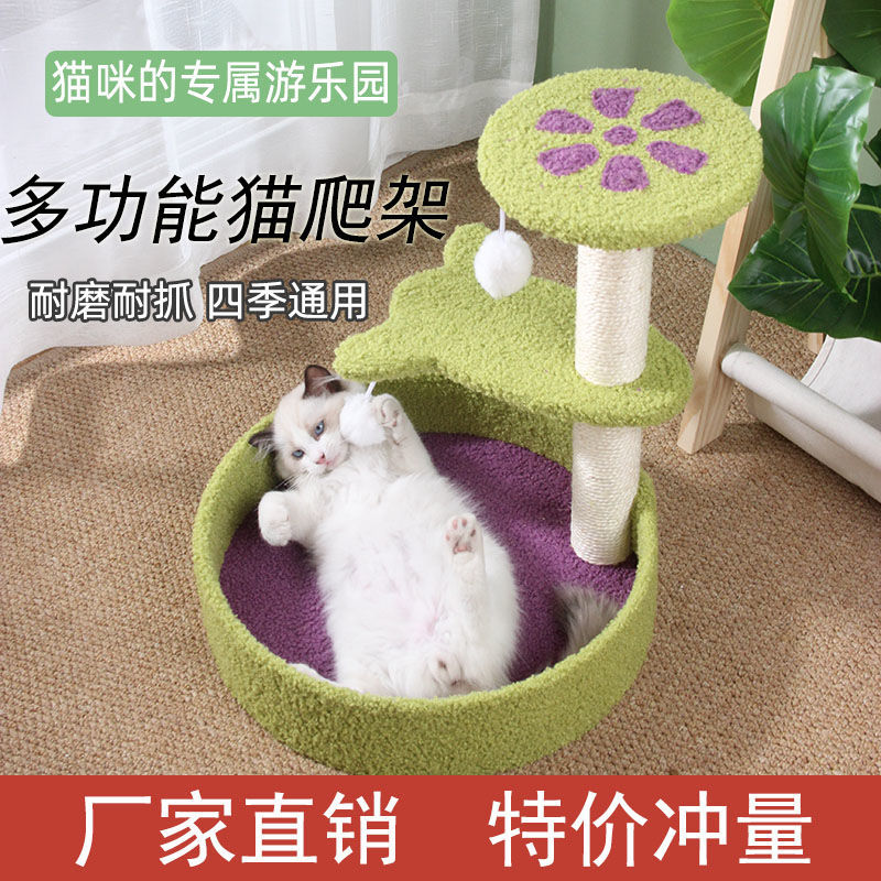 猫窝猫抓板一体小型不占地猫架猫爬架幼猫玩具麻绳猫抓柱猫咪用品