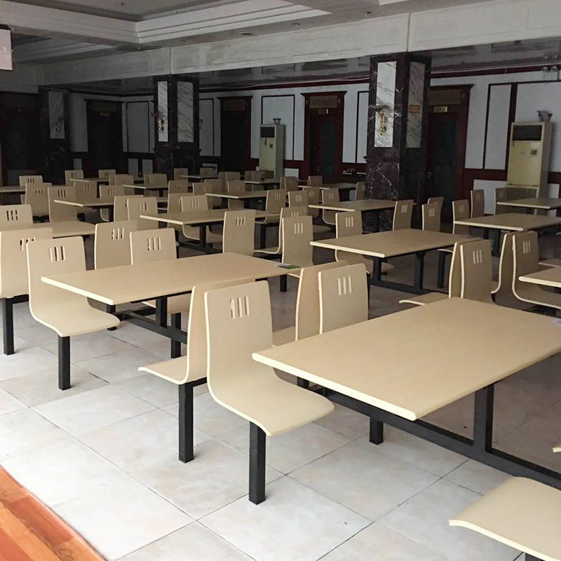 四人连体快餐桌椅食堂餐桌椅组合 奶茶甜品咖啡店餐饮店桌椅组合