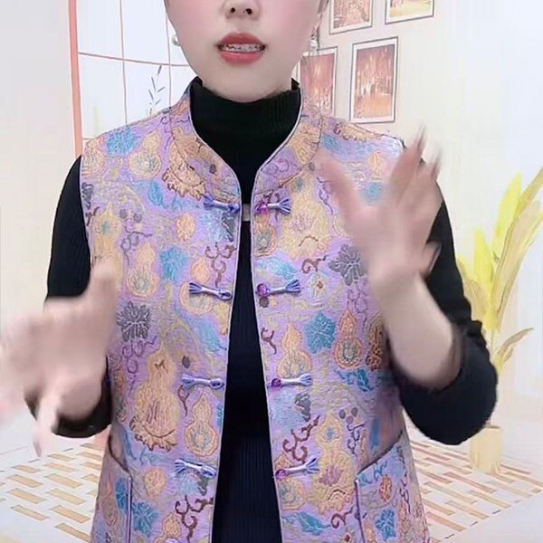 妈妈装新中式立领马甲外穿春秋提马夹