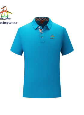 MUNSINGWEAR万星威高尔夫男装时尚格子擦色方领polo衫速干短袖T恤