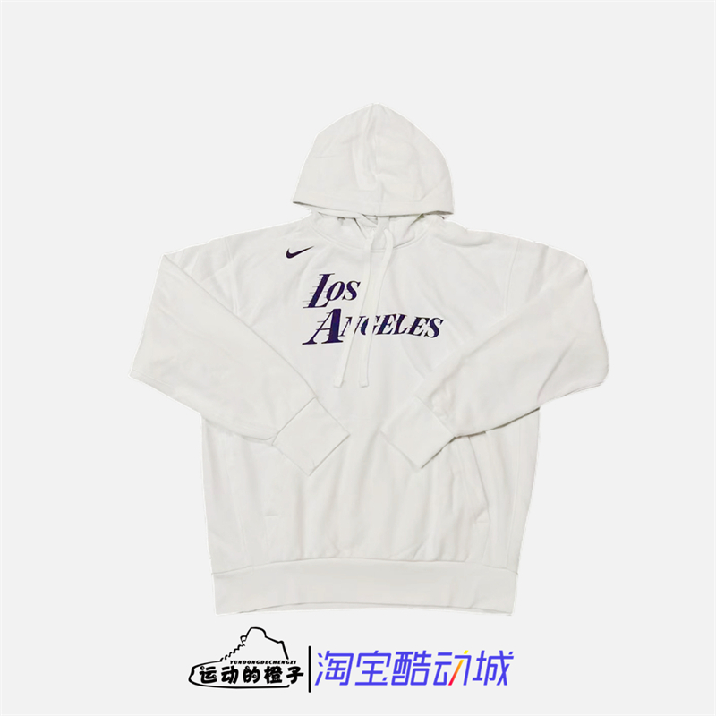 湖人队男加绒篮球运动连帽卫衣