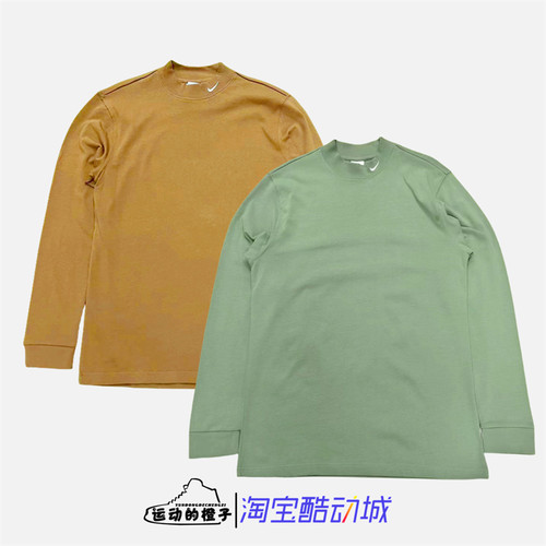 耐克脖领刺绣标男半高领长袖T恤