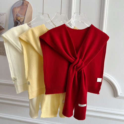 NikkiHaley交叉羊毛针织披肩