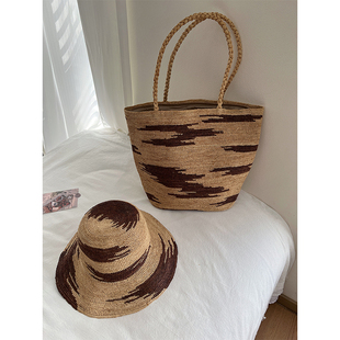 拉菲草手工编织包包帽子女2026新款 夏天海边度假沙滩单肩包大容量