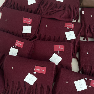 颜色绝绝子~韩国定制安可拉红色围巾女冬季加厚保暖羊绒披肩围脖