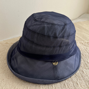 轻奢桑蚕丝遮阳帽子女春夏季 轻薄透气真丝渔夫帽宽檐防晒妈妈礼帽