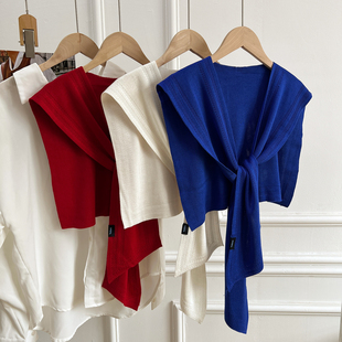 空调房护颈搭肩 休闲坎肩女夏季 港风复古针织小披肩外搭薄款 配衬衫