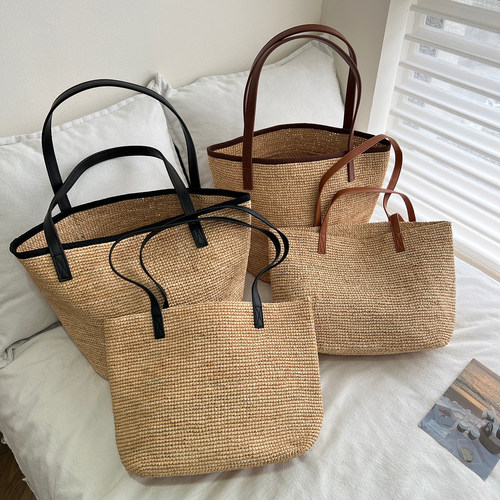 拉菲草包包手工编织大容量托特包