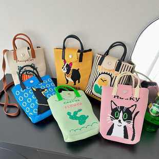 针织斜挎小包包女2026新款 可爱卡通单肩手机包学生日常通勤手提包