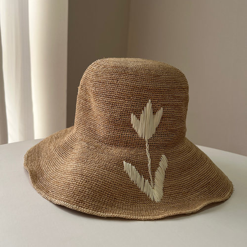 细拉菲草遮阳帽女夏季度假风法式