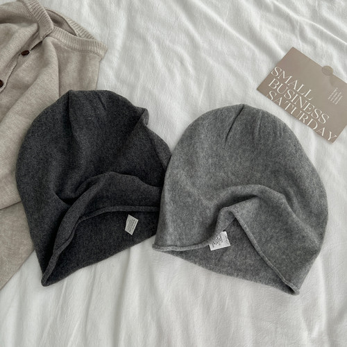 高级感灰色含羊毛针织冷帽显脸小