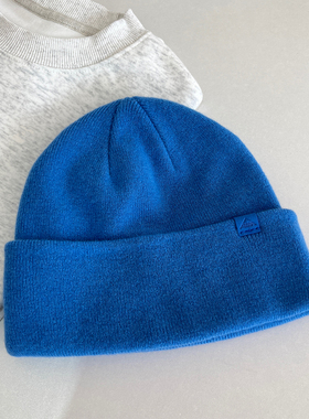 博主同款蓝色针织帽男女秋冬登山毛线帽纯羊毛保暖帽子冷帽显脸小