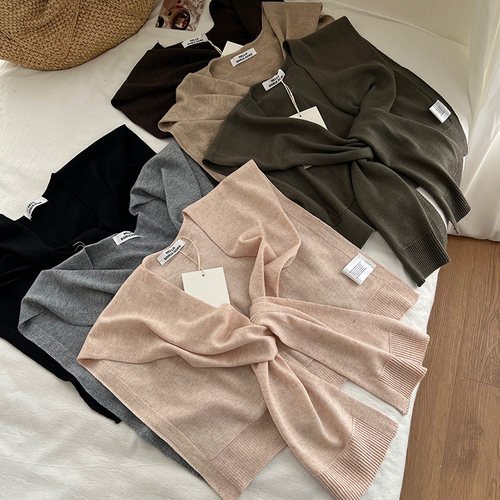 高级感老钱风纯色小披肩女