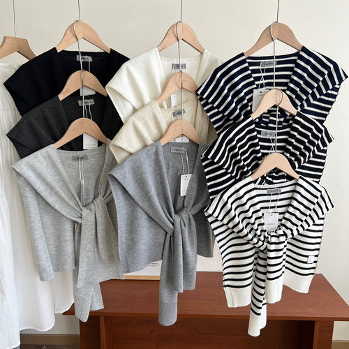 纯色条纹披肩女外搭2026新款坎肩