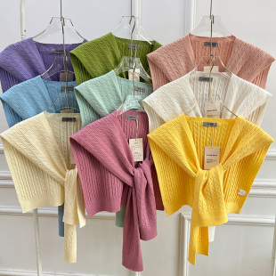 可盐可甜拉夫麻花披肩女外搭小坎肩高级感春夏季 时髦叠穿针织搭肩