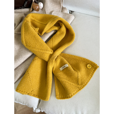 纯色针织交叉小围巾女冬披肩两用