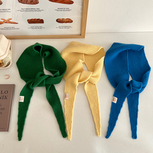 精致穿搭100%纯羊毛针织细窄长条小围巾女秋冬时髦搭配装 饰小围脖