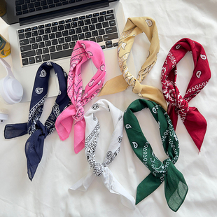 腰果花棉布小方巾潮牌街头裤 巾飘带复古男女ins嘻哈配饰头巾发带