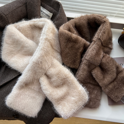 轻奢高级感毛毛绒小围巾毛围脖女