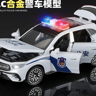 32奔驰GLC400E警车模型GLAB仿真合金声光回力车摆件CLA儿童玩具
