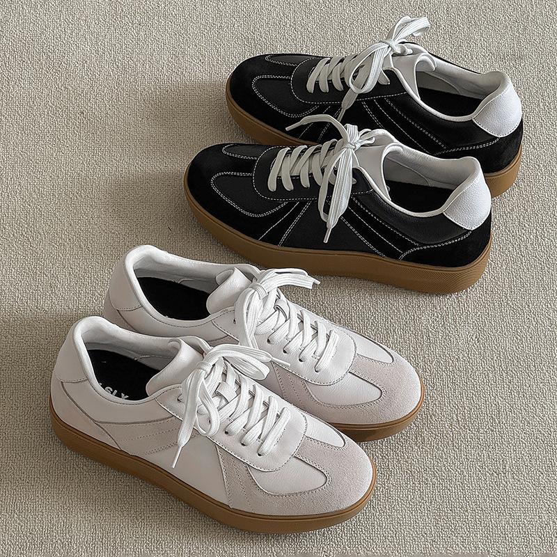 2025新款高帮厚底真皮滑板增高休闲板鞋潮流复古德训鞋男鞋