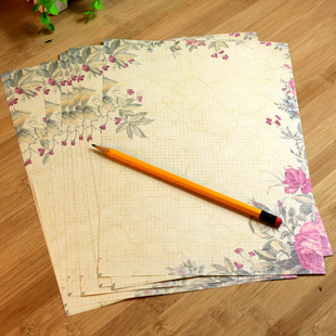 纯绿玫瑰信纸 16开田园浪漫情书信纸信封唯美花鸟信纸 彩色信笺纸