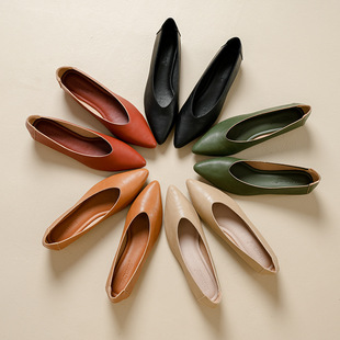 爆款单鞋粗跟2025新款百搭仙女风瓢鞋浅口中跟妈码女鞋奶奶鞋百搭