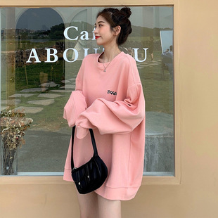 秋季韩风中长款宽松大码卫衣女2024新款宽松韩版长袖外套ins潮