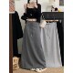 深灰色抽绳半身裙女秋季 慵懒风百搭高腰直筒裙子宽松半裙a字长裙