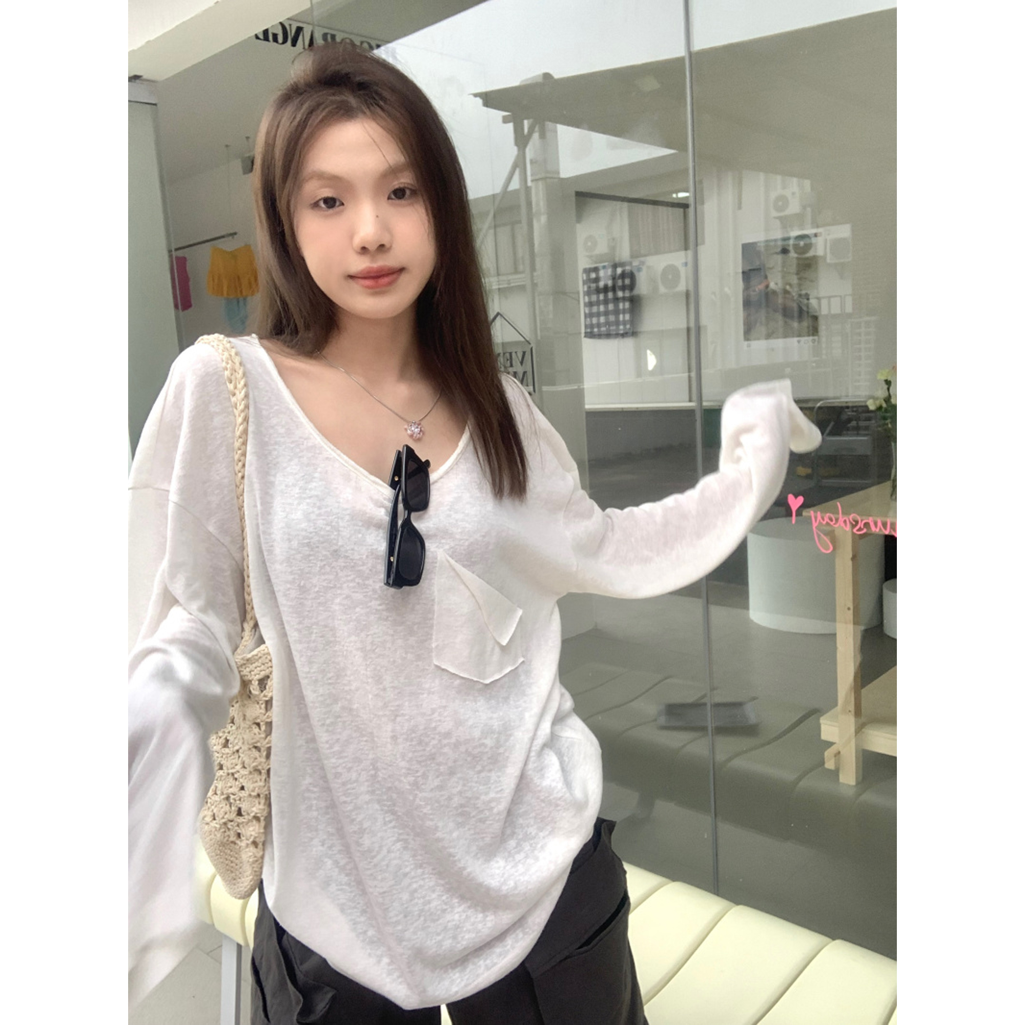 长袖防晒衣t恤女夏上衣