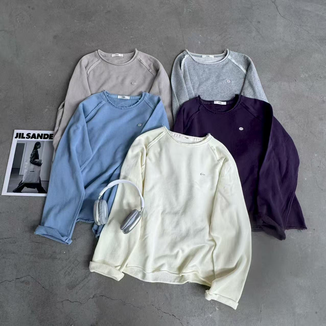 【插肩毛边卫衣】韩风eg毛边圆领插肩长袖卫衣百搭显瘦女