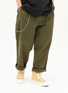 714street 国潮日常通勤基础纯色宽松九分裤低档工装休闲裤情侣款