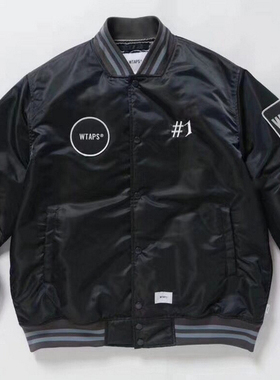 WTAPS BENCH/JACKET.NYLON.SATIN 18SS TEAM 刺绣夹棉棒球夹克