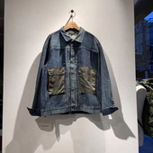 MIL POCKET DENIM MADNESS JACKET 泼墨尼龙口袋水洗牛仔夹克19AW
