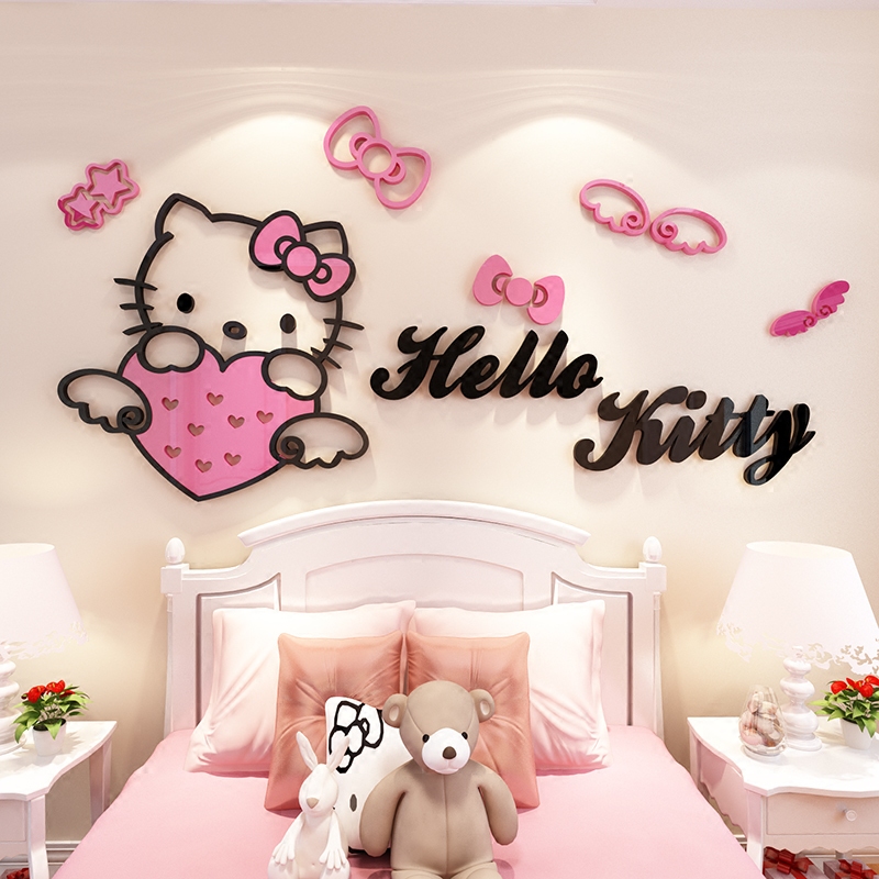 hellokitty Cat 3d three-dimensional Wall stickers dormitory bedroom Children's Room Sticker Bedside girl Room ornamentin the Home accessories , Stickers , Wall Stickers  category - from Buy2taobao.com to provide professional Taobao agent buy service