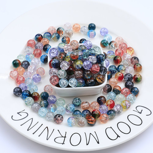 玻璃爆花珠DIY手链淘金币