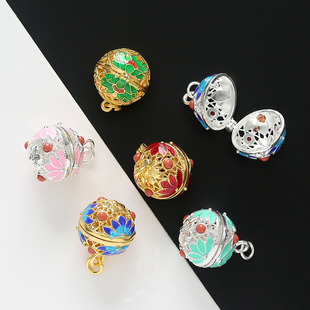 纯铜景泰蓝开口宫铃铛发光球香囊球吊坠diy古风手镯饰品挂件配件