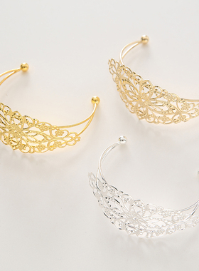 电泳保色73mm小发冠长条花片diy古风发簪主体步摇头饰材料