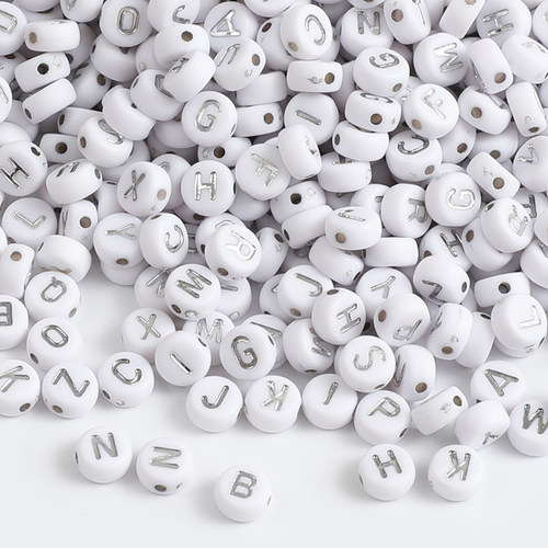 4x7mm白加银字母DIY手链材料