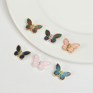 合金滴油景泰蓝烧蓝双面直孔蝴蝶diy饰品配件古风发簪子步摇材料